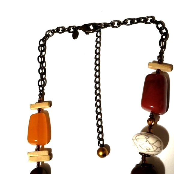 CHICO'S MULTISTONE MULTICOLORED LONG STATEMENT 36-40" NECKLACE - Picture 7 of 10